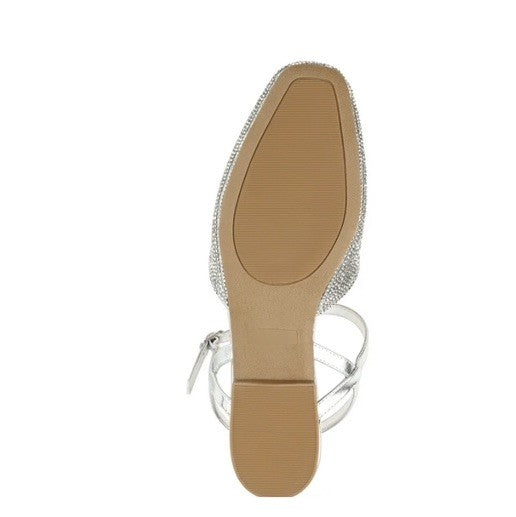 Journee Collection Women's Nysha Rhinestone Flats Silver 8 1/2