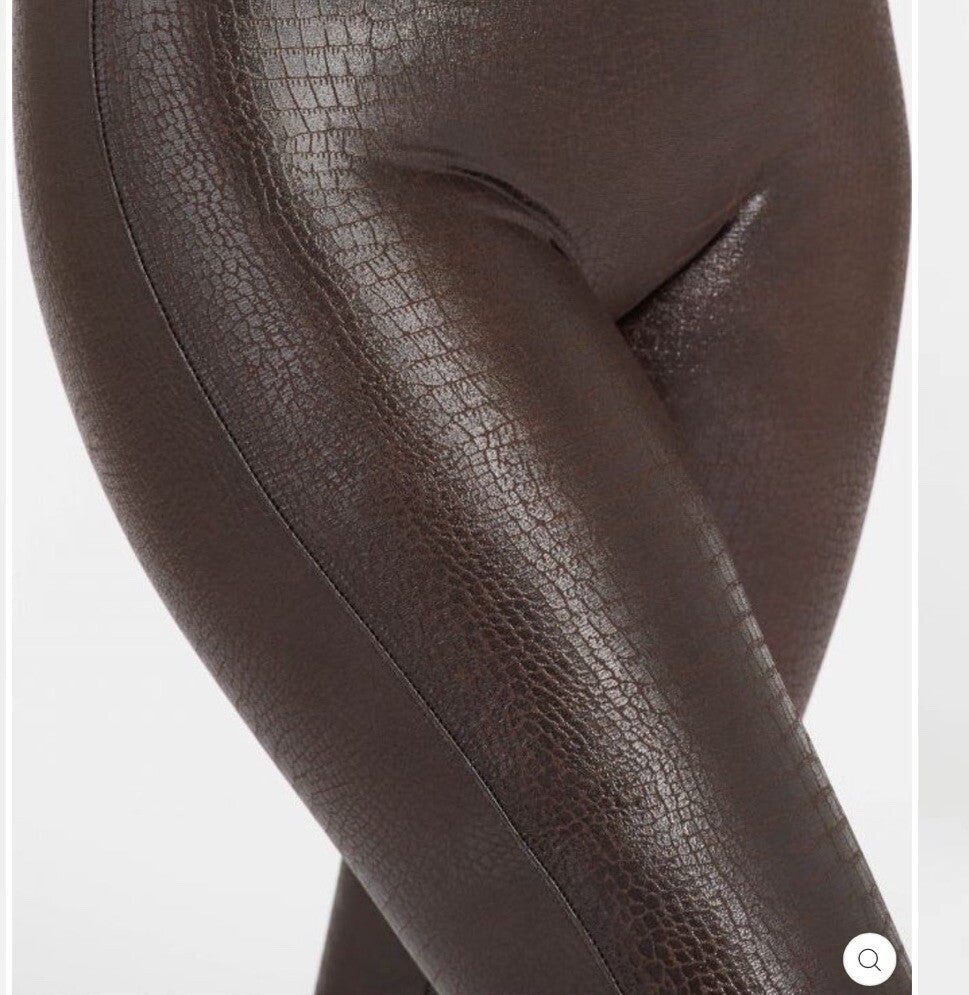 Spanx Faux Leather Croc Leggings Women's Size XL Brown