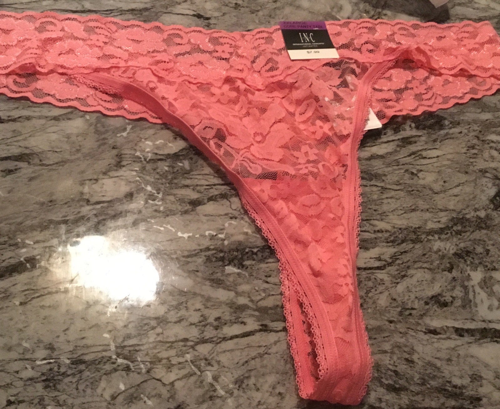 INC International Concepts Lace Thong Underwear Lingerie Pink Gemstone XXL