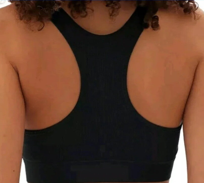 Gap GapBody Women's Ribbed Logo Comfort Racerback Bra True Black Large