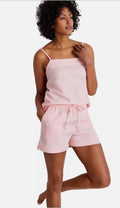 State of Day 2-Piece Linen/Rayon Blend Cami & Shorts Pink Size Large 