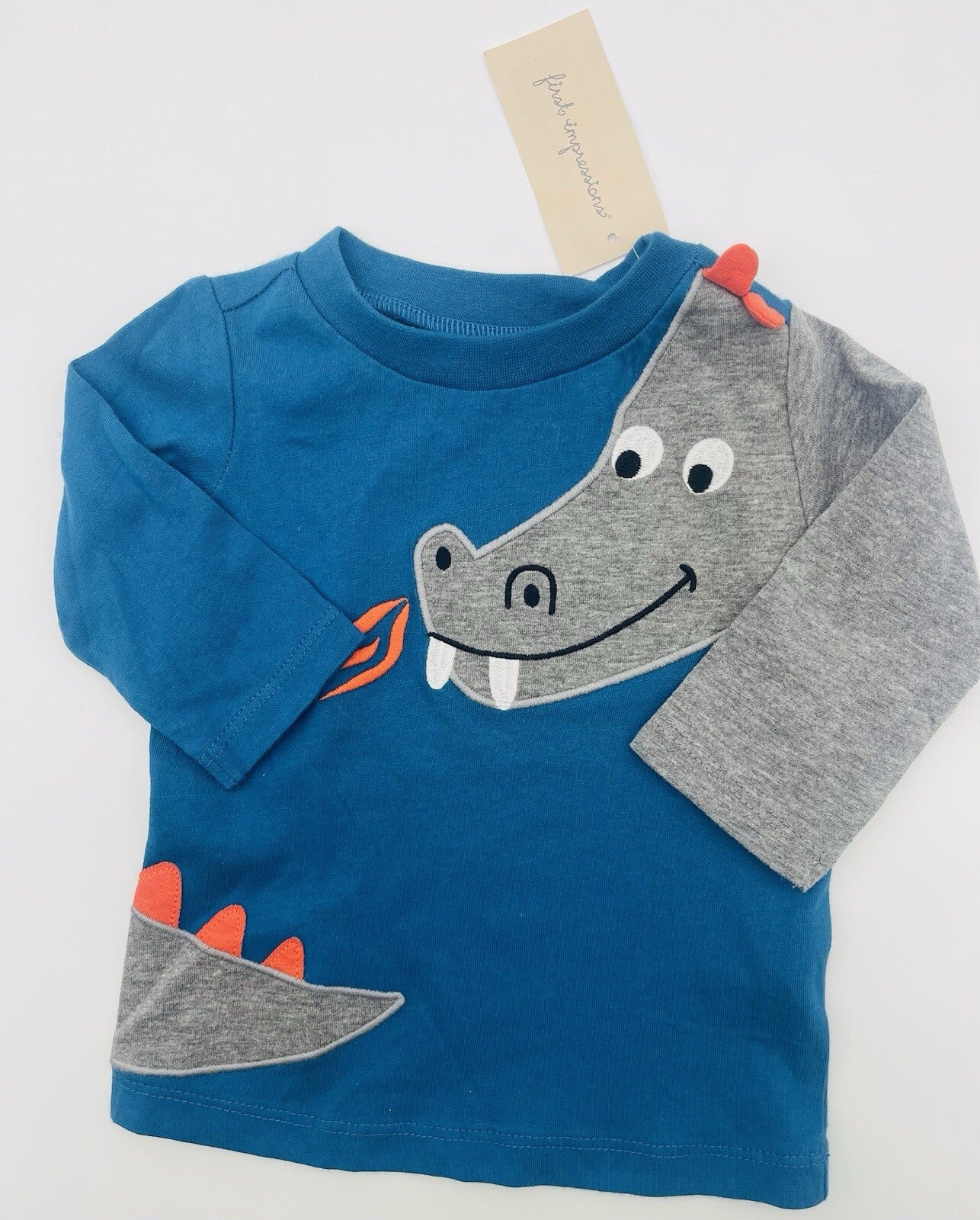 First Impressions Baby Boy's Dragon T-Shirt Blue Size 3-6Months
