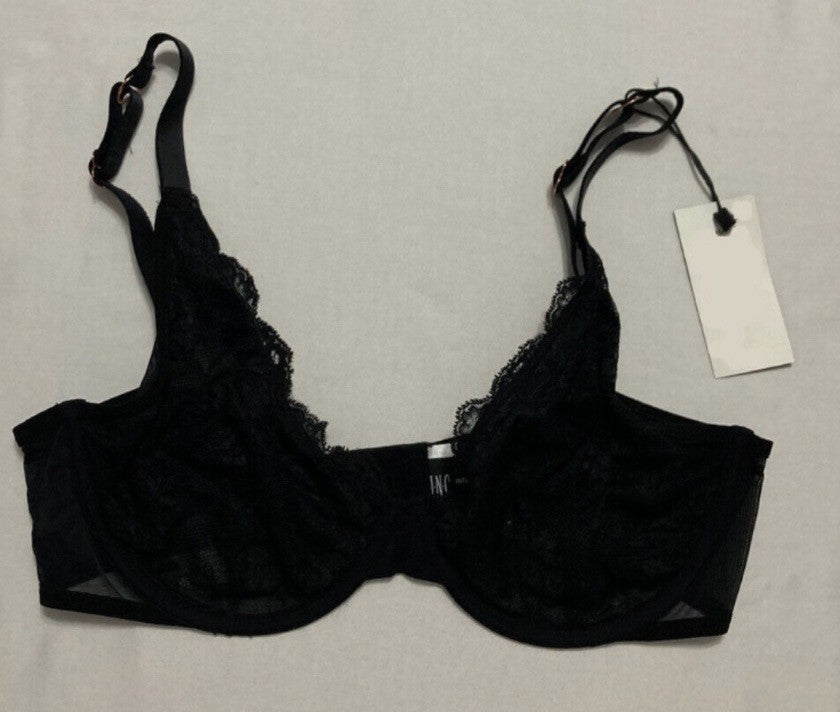 I.N.C. International Concepts INC International Concepts Apex Lace Bra Black M