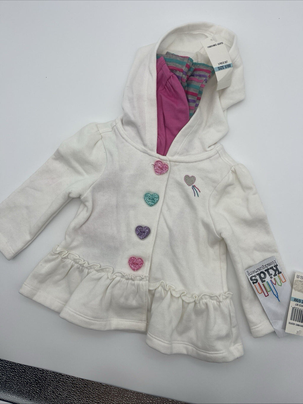 Kids Headquarters Toddler Girls Hooded Jacket 3 Pieces Size 6-9 Months 