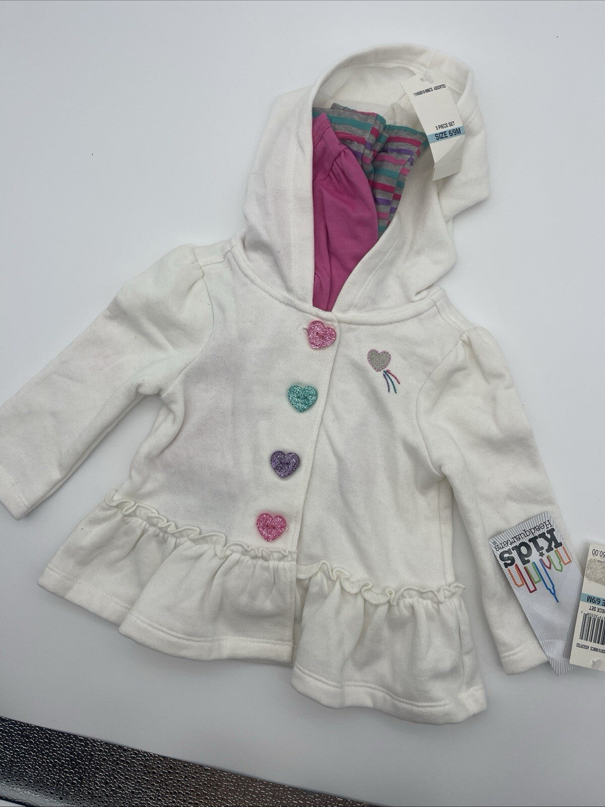 Kids Headquarters Toddler Girls Hooded Jacket 3 Pieces Size 6-9 Months 
