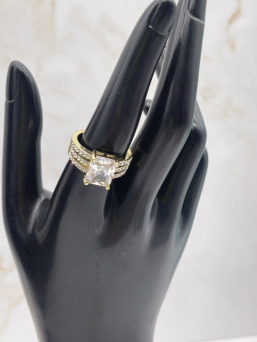 Charter Club Gold Tone Solitaire 3 Row Cubic Zirconia Ring - New