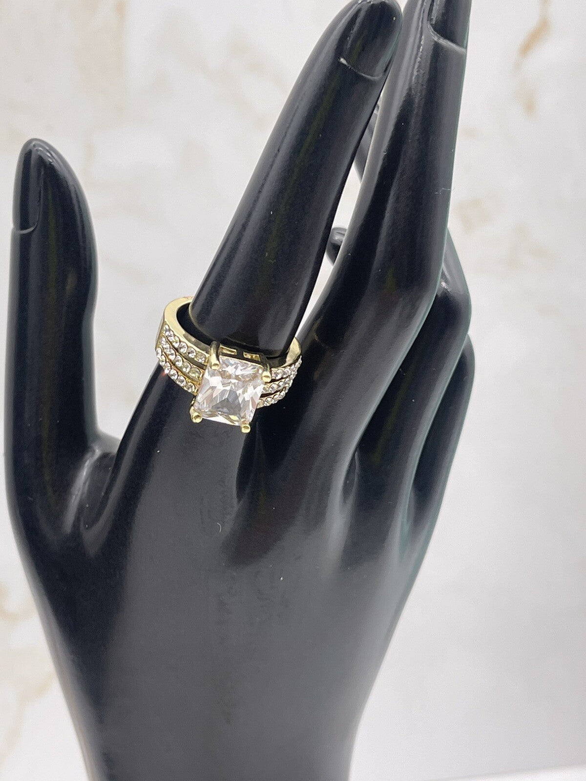 Charter Club Gold Tone Solitaire 3 Row Cubic Zirconia Ring - New