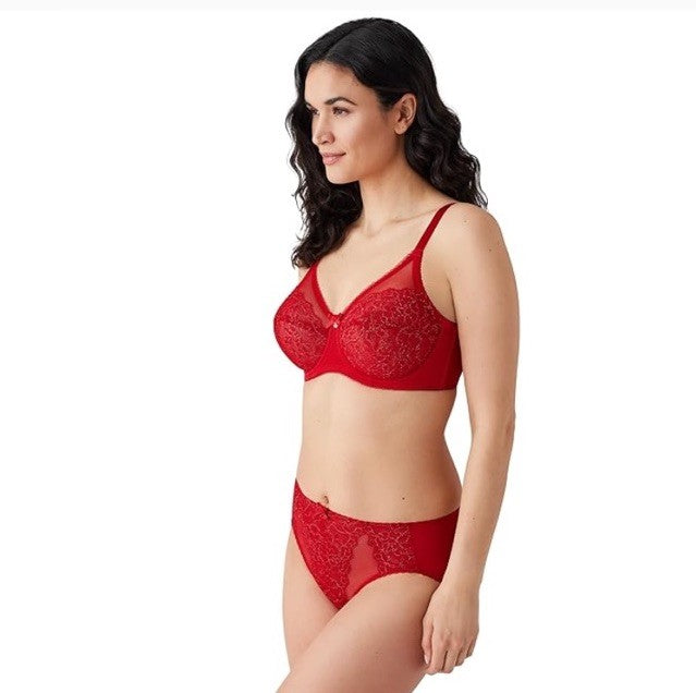 WACOAL 38D #855186 RETRO CHIC FULL FIGURE UNDERWIRE BRA, RED Cherry