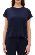 GAP GapBody Women's Ribbed Short-Sleeve Pajama Top Navy M