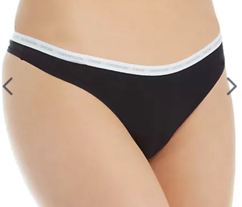 Calvin Klein CK One Cotton Thong - Black And White Medium
