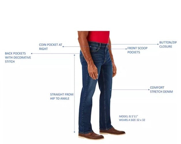 Member's Mark Men's Straight Fit Premium Stretch Denim Jeans, 5 Pocket