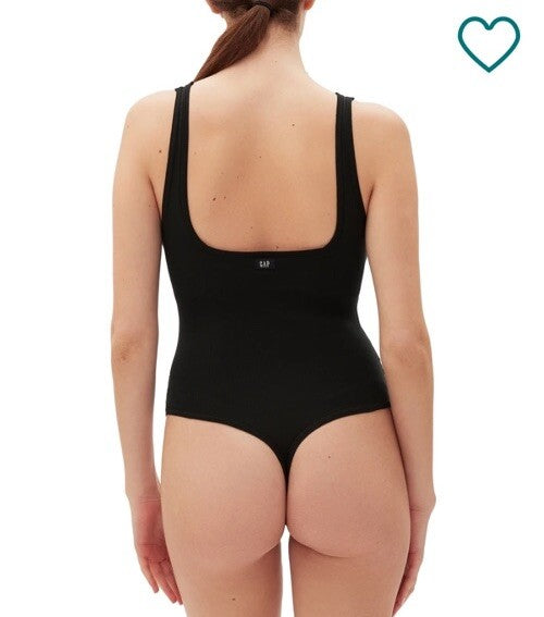 Gap GapBody Women's Logo Comfort Thong Bodysuit, True Black M
