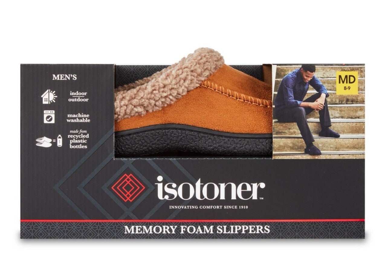 Isotoner Memory Foam Slippers Eco Comfort Brown  L 9.5-10.5