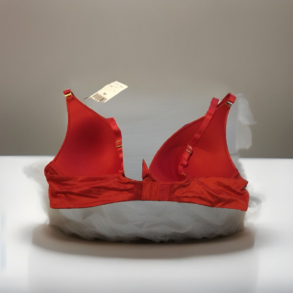 LAUREN RALPH LAUREN Wireless Logo T-Shirt Bra in Ruby Red 34B