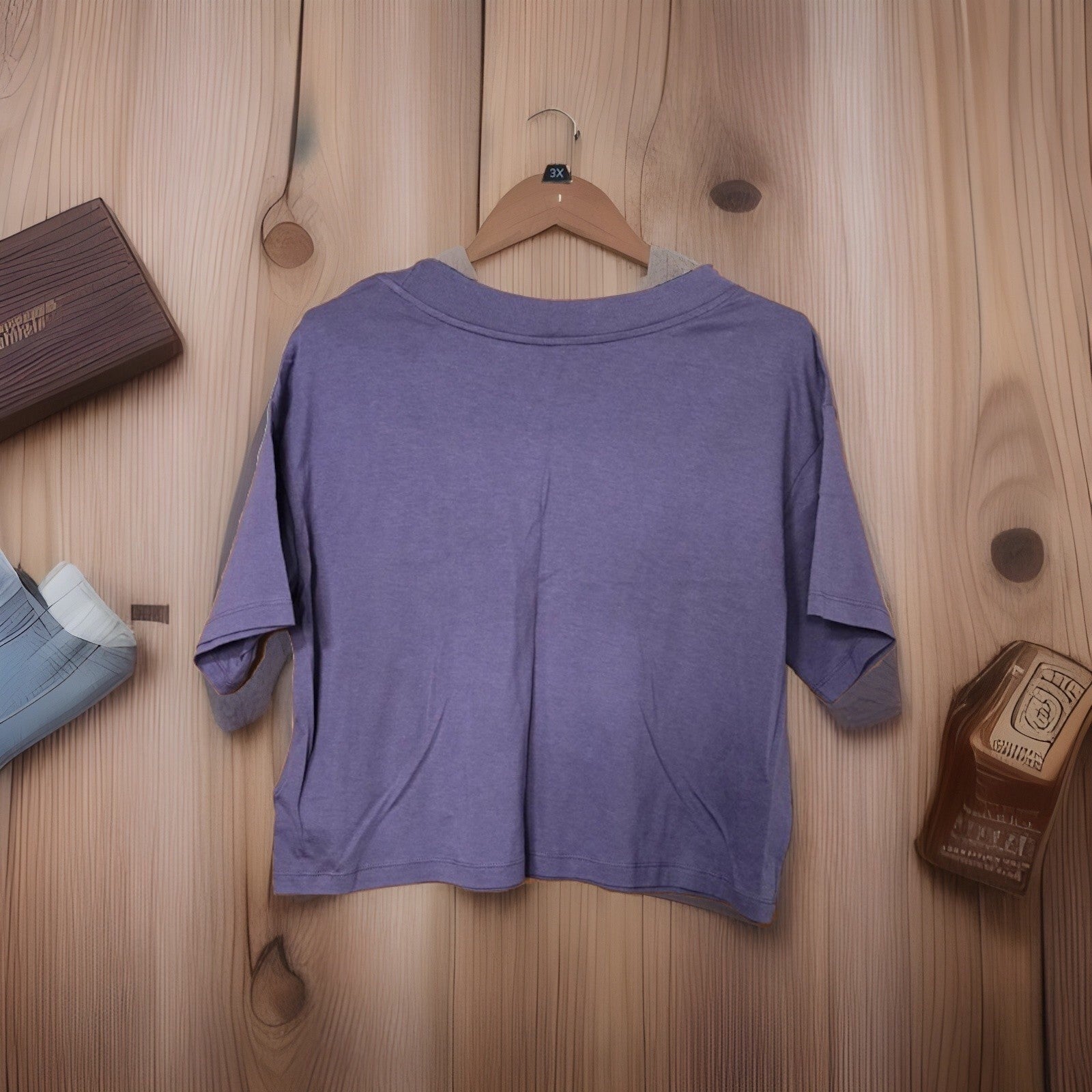 The North Face Half  Dome Crop Over Sized Tee shirt, Lunar Slate   XL 