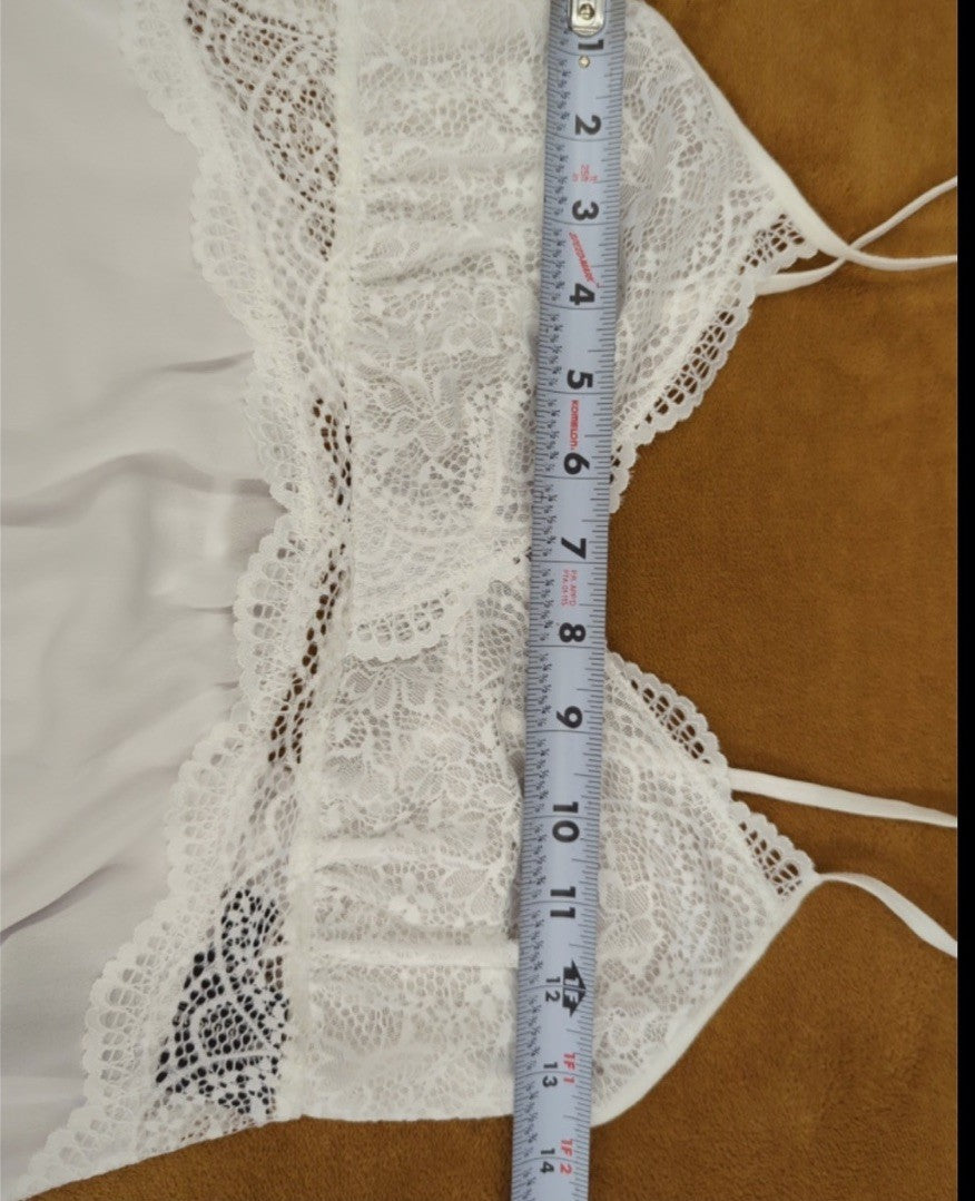 I.N.C. International Concepts Lace & Chiffon Nightgown, White, S