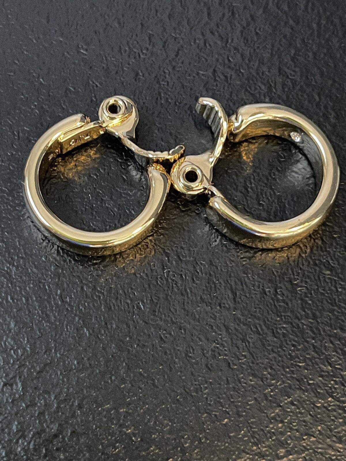 Anne Klein Gold Tone Small Wide  Clip On Hoop Earrings 
