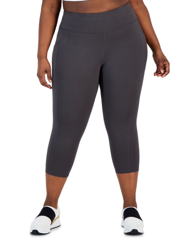 Ideology Women's Sz 1X Plus Size High Rise Side Pocket Cropped Leggings