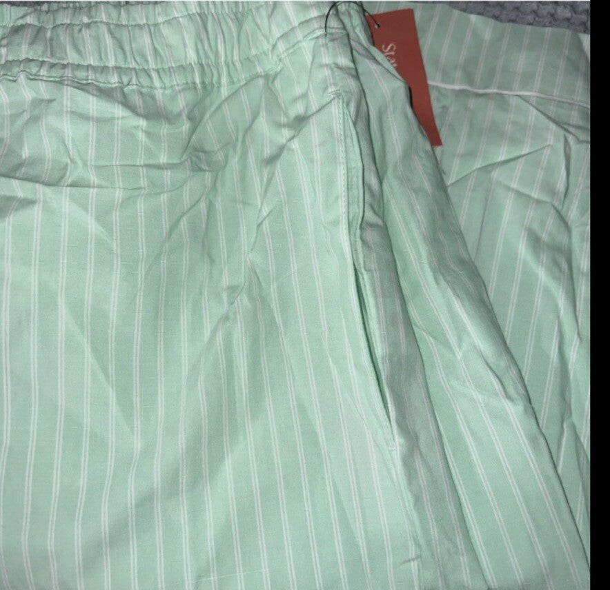   State of Day Women's Printed Poplin Pajama Pants Tea Green Large 