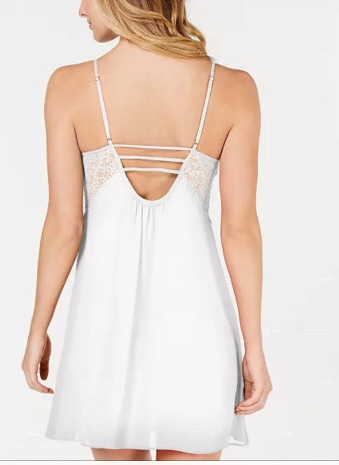 I.N.C. International Concepts Lace & Chiffon Nightgown, White, S