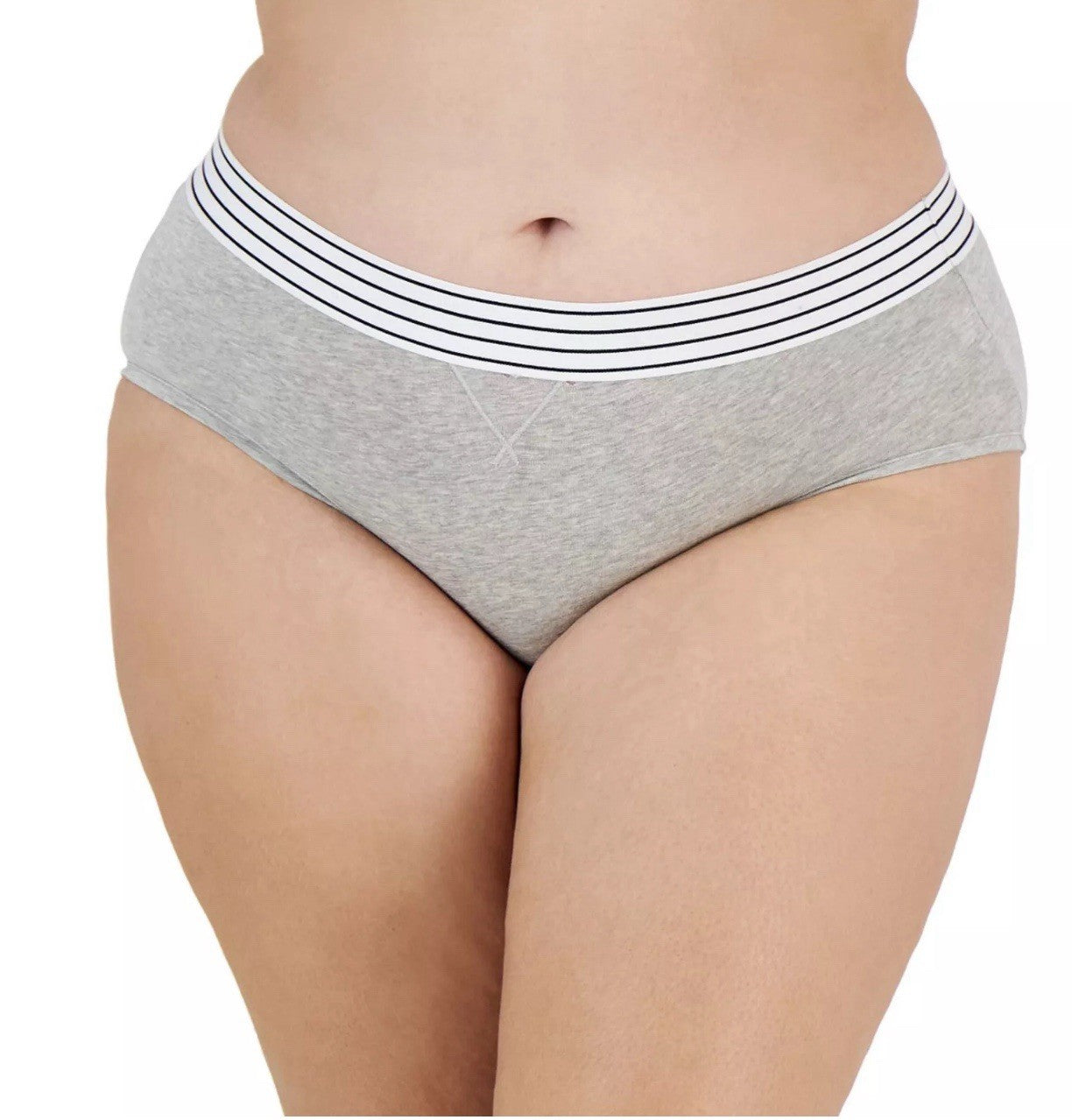 Jenni Women's Lace-Trim Cotton Hipster Underwear, Grey Heather S