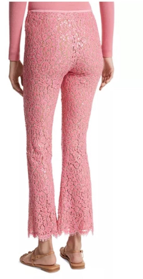 Michael Kors Collection Lace Sequin Embroidered Cropped Bootcut Size 4 Geranium 