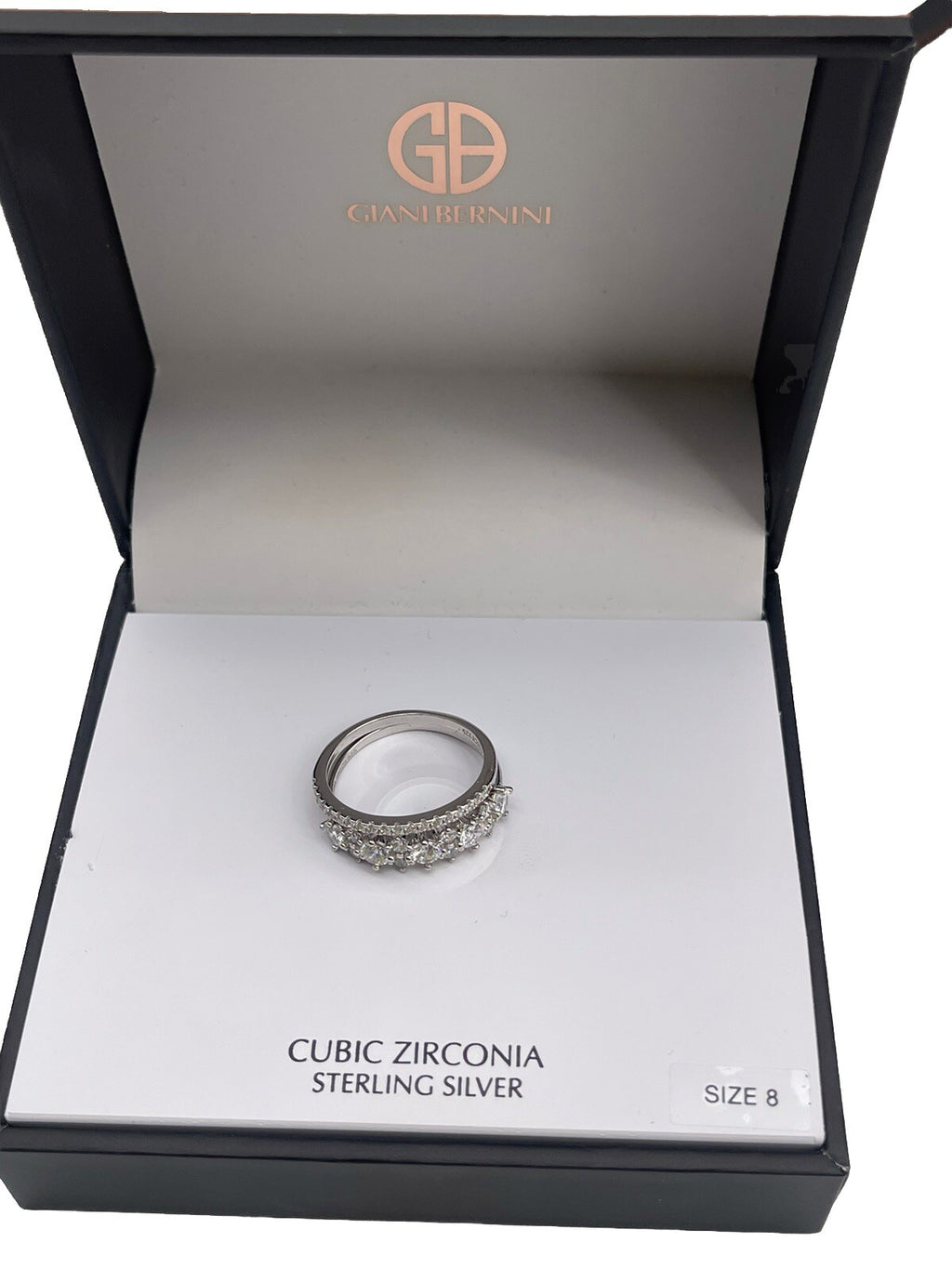 Giani Bernini Rings- Sterling Silver Cubic Zirconia Bands, Set of 2 Size 8