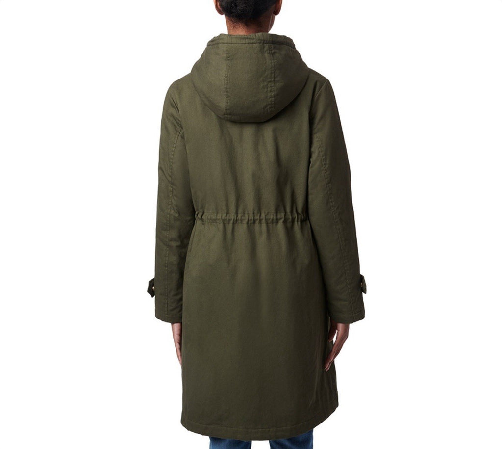 Collection B Juniors Long Hooded Parka Coat - Dark Olive Size M