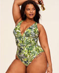 Adore Me Monroe Contour Palm Paradise Green One Piece Swimsuit Lined Sz OX