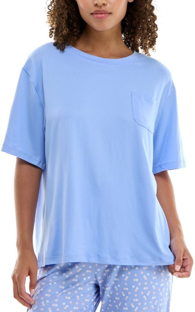Roudelain Women's Round Neck Dolman Sleeve Sleep Shirt L Blue