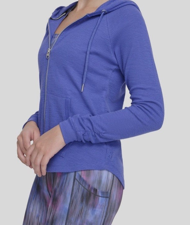 Calvin Klein Women's Blue Ruched-Sleeve Zip Hoodie Plus Size: 3X