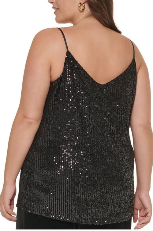 Calvin Klein Women's Black Sequined Camisole Top Plus Size 2X