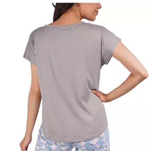 Munki Munki Women's Sz L Dancing Snoopy Short Sleeves T-Shirt Pajama Top