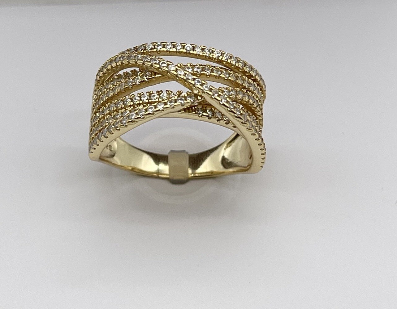 Giani Bernini Cubic Zirconia Crossover Statement Ring in 18k Gold over Silver, 8