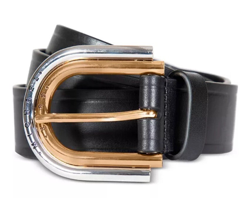 Women's Double-Buckle Leather Belt XL Two Tone 