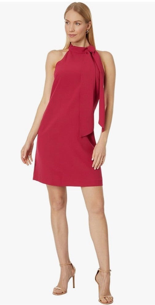 Vince Camuto Women's Red Bow Neck Halter Shift Dress Size 6