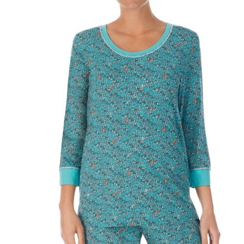 Cuddl Duds Women's Printed 3/4-Sleeve Pajamas Set Small Multicolored 
