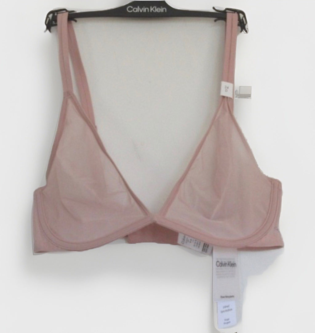 Calvin Klein Women's Sheer Marquisette Unlined Plunge Bra Beige 32B