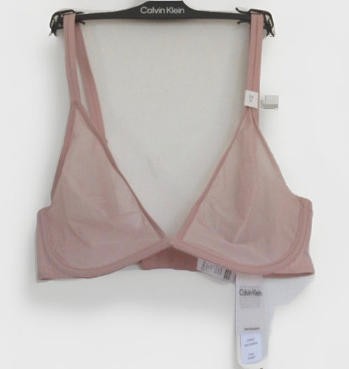 Calvin Klein Women's Sheer Marquisette Unlined Plunge Bra Beige 32B