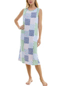 Roudelain Women's Printed Sleeveless Nightgown - Ditsy Check, SMALL