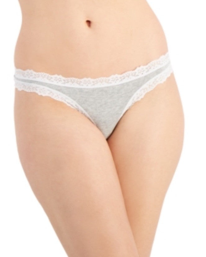 Jenni Women's Lace-Trim Thong Hthr Grey Large 