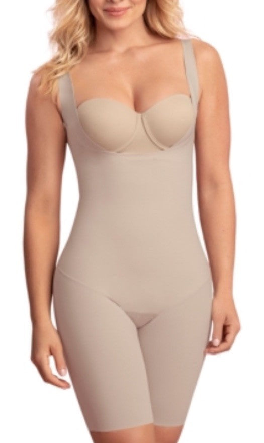 Leonisa Women's Undetectable Step-In Mid-Thigh Body Shaper Nude Large 