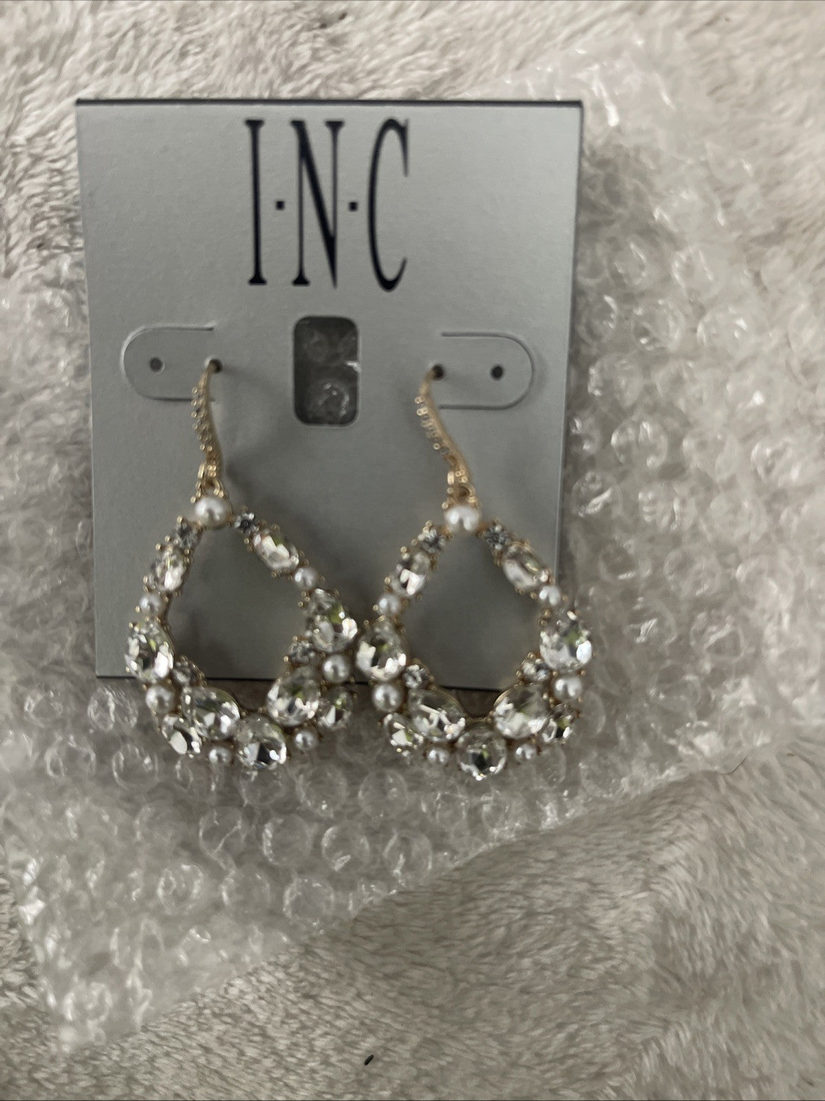 INC International Concepts Gold-Tone Pearl Cluster Drop Women's Earrings