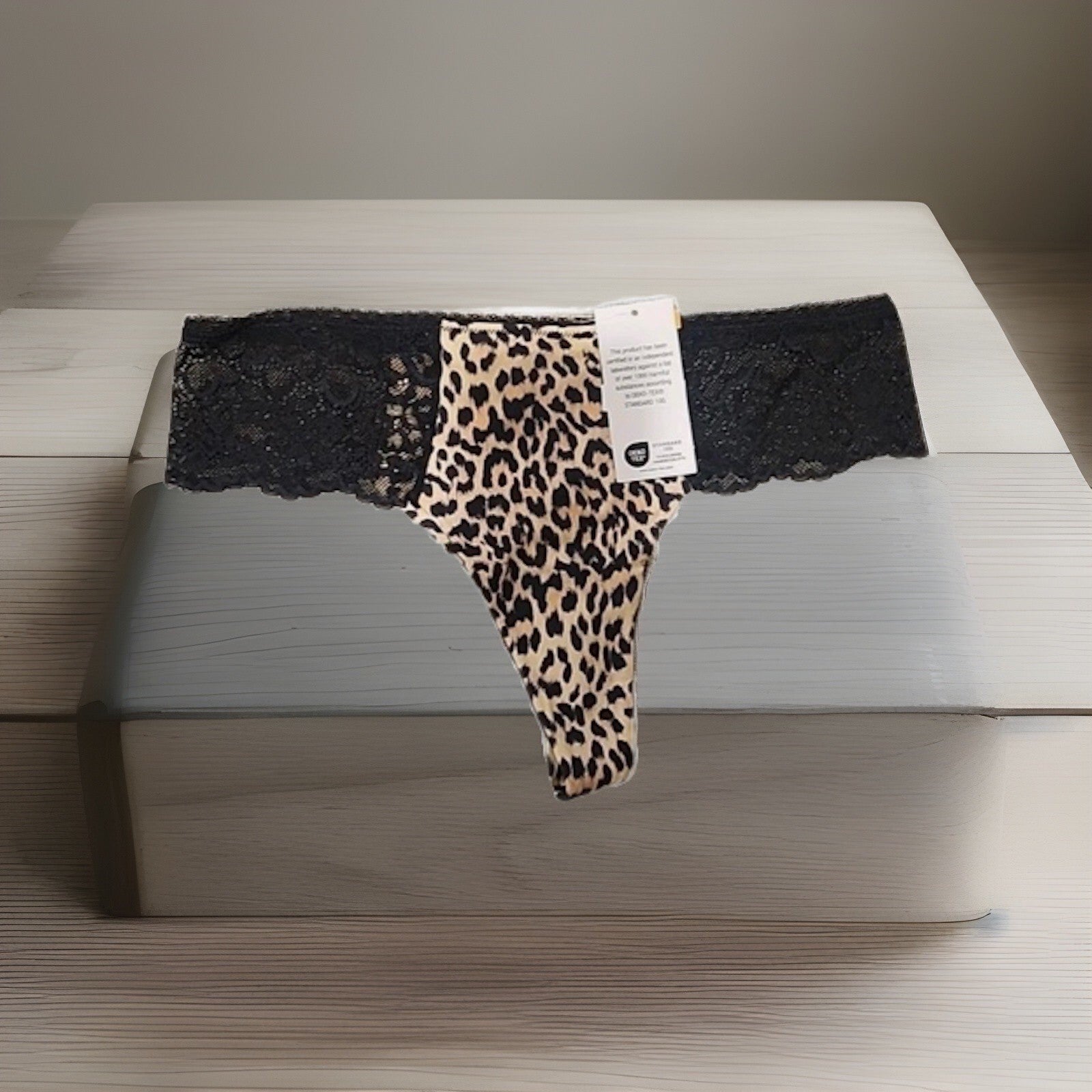 I.n.c. International Concepts Women's Satin Micro Cheetah Thong Underwear  M