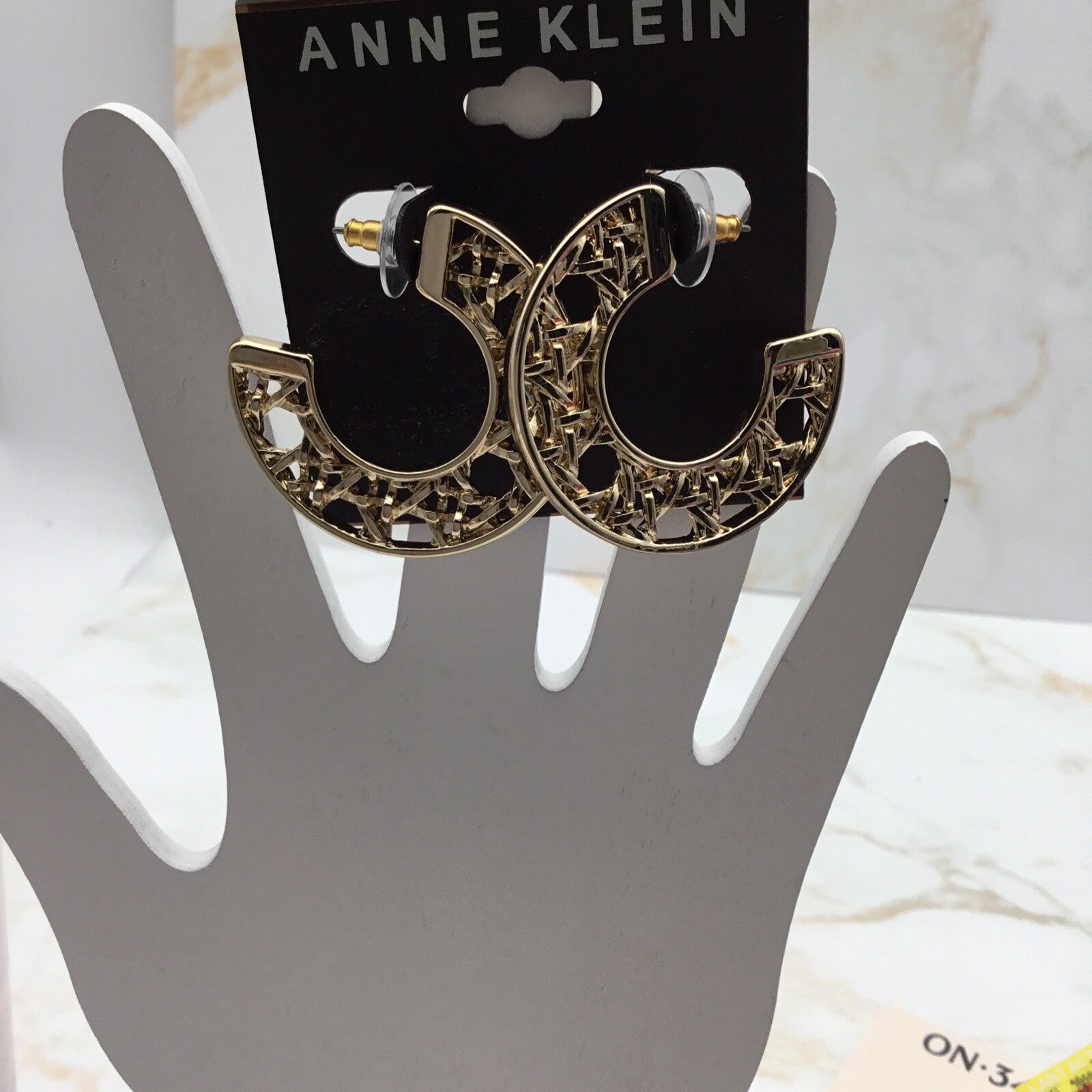 Anne Klein Gold-Tone Medium Lattice C-Hoop Earrings, 1.5"