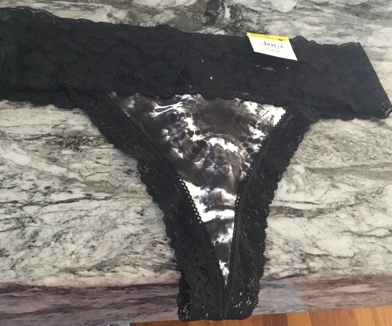 Jenni Women's Lace-Trim Thong Underwear Pinwheel Tiedye XXXL