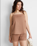 State of Day 2-Piece Linen/Rayon Blend Cami & Shorts Women's Pajama Set LARGE