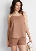 State of Day 2-Piece Linen/Rayon Blend Cami & Shorts Women's Pajama Set XXL