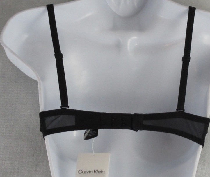 calvin Klein Womens Sheer Marquisette Unlined Plunge Bra QF6727 Black 32D