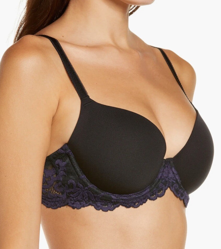 Instant Icon T-Shirt Bra Wacoal 853322 Black And Purple 32D